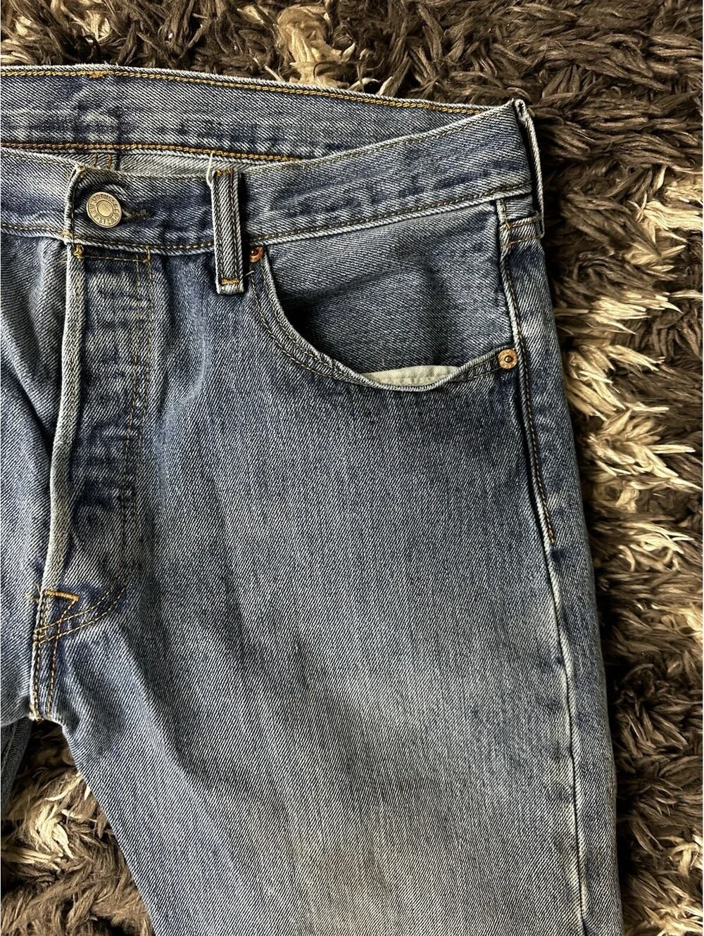 Vintage 90s Levi's 501 Button Fly Straight Leg Denim Jeans Blue Mens 34x32